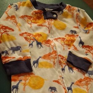 Burt's Bees Kids One Piece with Orange and Blue Safari Print